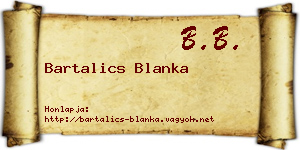 Bartalics Blanka névjegykártya
